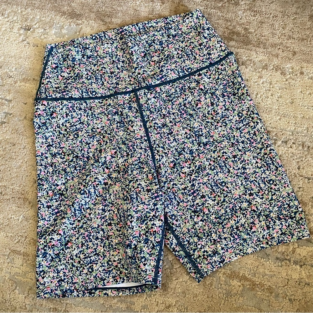 SAGE Collective Floral Athletic Biker Shorts 7” Inseam High Waist Blue Pink: L